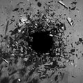 Cracked explosion concrete wall hole abstract background