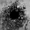 Cracked explosion concrete wall hole abstract background