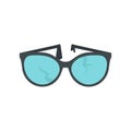 Cracked eyeglasses icon flat isolated vector
