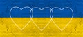 Cracked Flag of Ukraine - peace, against war - Abstract yellow blue colored painted damaged rustic brick wall brickwork stonework Royalty Free Stock Photo