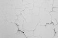 Cracked flaking white paint on the wall, background texture Royalty Free Stock Photo