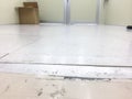 Cracked floor in factory,dilapidated building,broken corridor