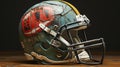 Cracked Football Helmet: Photorealistic Painting With Basquiat Texture Royalty Free Stock Photo