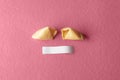 Cracked fortune cookies with blank paper Royalty Free Stock Photo