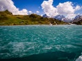 Cracked frozen lake, mountains engelberg Royalty Free Stock Photo