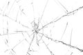 Cracked glass on a white background texture