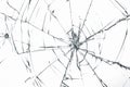 Cracked glass on a white background texture