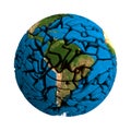 Cracked Globe Earth broken 3D planet