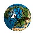 Cracked Globe Earth broken 3D planet