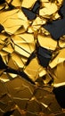 cracked gold and black background with broken pieces of gold Royalty Free Stock Photo