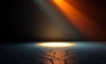 Cracked Ground Illuminated by Spotlight and Orange Light Royalty Free Stock Photo