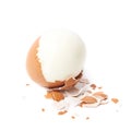 Cracked hard boiled egg isolated Royalty Free Stock Photo