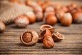 Cracked hazelnut Royalty Free Stock Photo