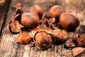 Cracked hazelnut Royalty Free Stock Photo