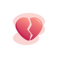 Cracked heart flat icon Royalty Free Stock Photo