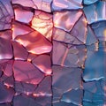 Cracked holographic surface reflecting pink sunlight. AI generated Royalty Free Stock Photo