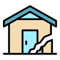 Cracked house icon color outline vector