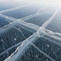 Cracked ice surface displaying intricate patterns Royalty Free Stock Photo