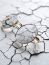 Cracked Lens Glasses Resting on a White Table Highlighting Fragility and Reflections Royalty Free Stock Photo