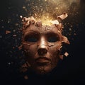 Cracked Mask Exploding with Light and Particles Royalty Free Stock Photo
