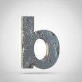 Cracked metal letter B lowercase isolated on white background