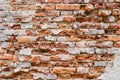 Cracked old orange bricks wall background Royalty Free Stock Photo