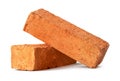 Cracked old red or orange bricks in stack isolated on white background with clipping path Royalty Free Stock Photo