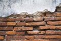 Cracked old temple brick wall texture background Royalty Free Stock Photo