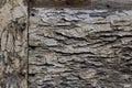 Cracked paint on old wood, old rough wooden pattern with traces of white paint Royalty Free Stock Photo