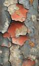Cracked paint revealing rusted surface on weathered metal wall Royalty Free Stock Photo