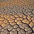 Cracked, parched earth showing irregular patterns typical of a dry, arid environment. Royalty Free Stock Photo