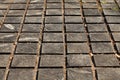 Cracked paving wooden walkway