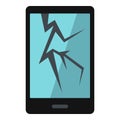 Cracked phone icon isolated