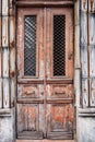 Cracked red paint on old vintage door Royalty Free Stock Photo