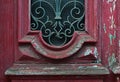 Cracked red paint on old vintage door Royalty Free Stock Photo