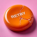 Cracked 'retry' button on a pink background. Royalty Free Stock Photo