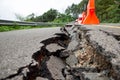 Cracked road after the earthquake, non-standard construction Royalty Free Stock Photo