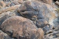 Cracked rock formations in the Alabama Hills near Lone Pine, California, USA Royalty Free Stock Photo