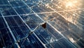 Visible Damage: Cracked Solar Panels Reflecting Light, generative ai Royalty Free Stock Photo