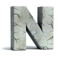 Cracked stone 3d font letter N