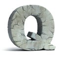 Cracked stone 3d font letter Q