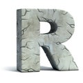 Cracked stone 3d font letter R