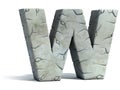Cracked stone 3d font letter W