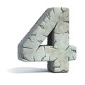 Cracked stone 3d font number 4