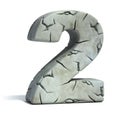 Cracked stone 3d font number 2