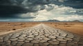 Cracked stormy highway in a deserted desert with grain texture and scratches Royalty Free Stock Photo