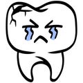 Cracked Tooth Crying Cartoon Illustration Royalty Free Stock Photo