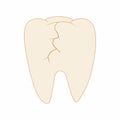 Cracked tooth icon, cartoon style