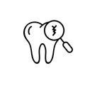 Cracked tooth icon. Dental and medicine. Caring for teeth, broken teeth and cavities. Vector on isolated white background. EPS 10