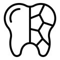 Cracked tooth icon outline vector. Diamond care